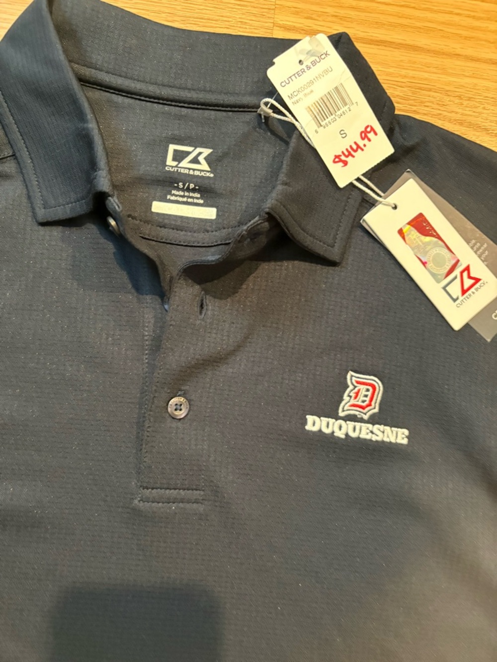 Men’s Duquesne University NWT Navy Dry-tec Polo Shirt Sz S